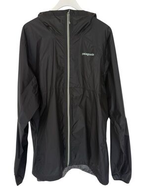 Patagonia Black Hooded Windbreaker with Mountain Patch
